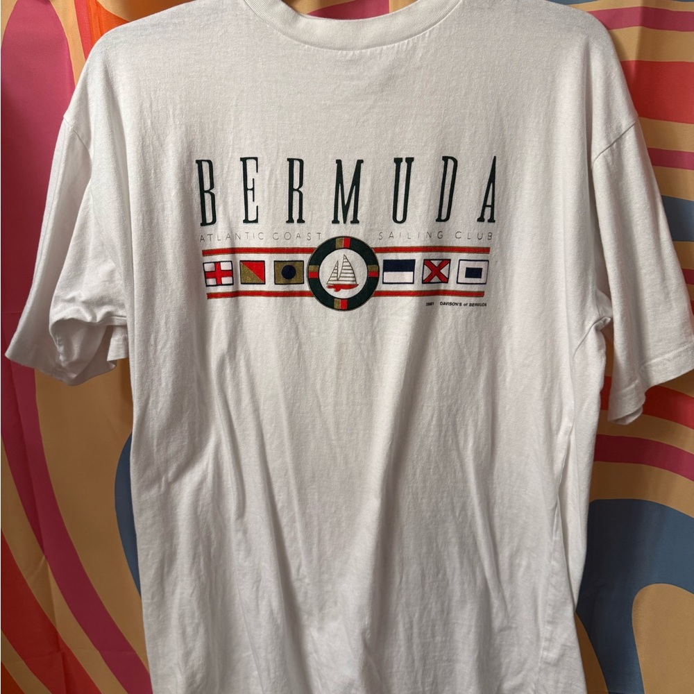 Mens XL White Bermuda Graphic T-Shirt 90’s Vintage (read description)